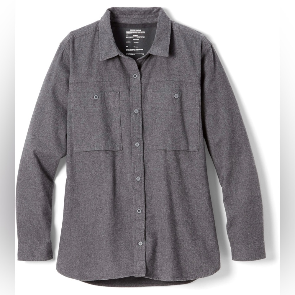 REI Co-op Wallace Lake Flannel Shirt in Asphalt Heather 2XL Plus gray cotton